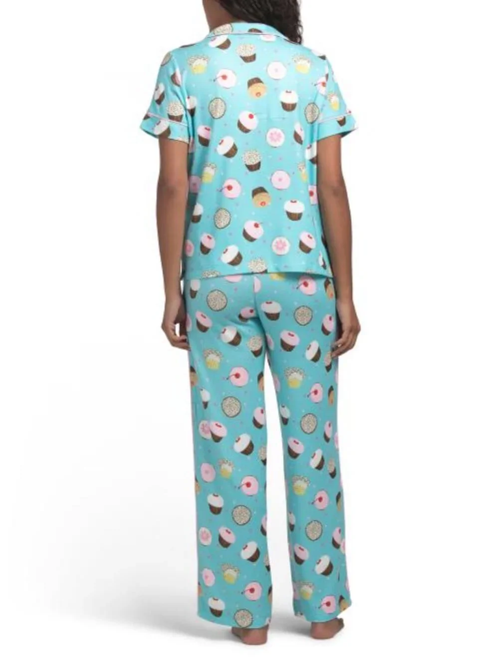 PJ SALVAGE 2pc Short Sleeve Notch Collar Pajama Set With Matching Headband